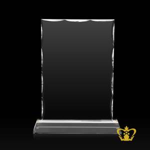 Rectangle-vertical-crystal-plaque-facet-cuts-on-edges-with-clear-base