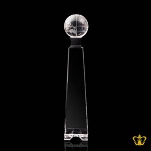 Crystal-globe-pillar-trophy-customized-logo-text