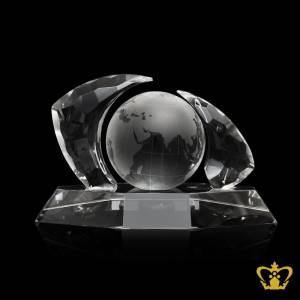 Personalized-crystal-globe-in-arc-for-desktop-customized-with-your-name-designation-logo