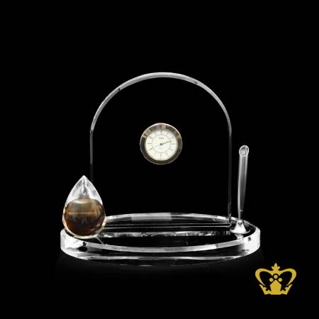 Personalized-oil-drop-crystal-pen-holder-for-desktop-customized-with-your-name-designation-logo