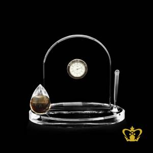 Personalized-oil-drop-crystal-pen-holder-for-desktop-customized-with-your-name-designation-logo