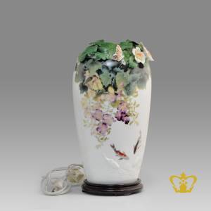 Classic-table-lamp-vase-decorated-with-leaf-flower-and-butterfly-engraved-fish