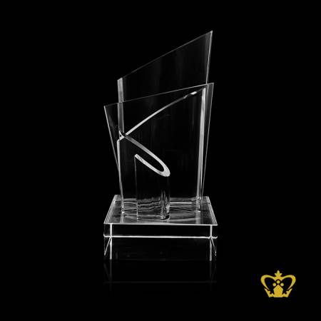 Handcrafted-crystal-trophy-with-clear-base-customized-text-logo