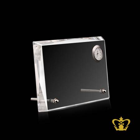 Manufactured-Artistic-Crystal-Photo-Frame-with-Clock-and-Customize-Engraving