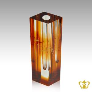 Splendid-amber-square-crystal-vase-elegant-modest-design-stylish-decorative-gift