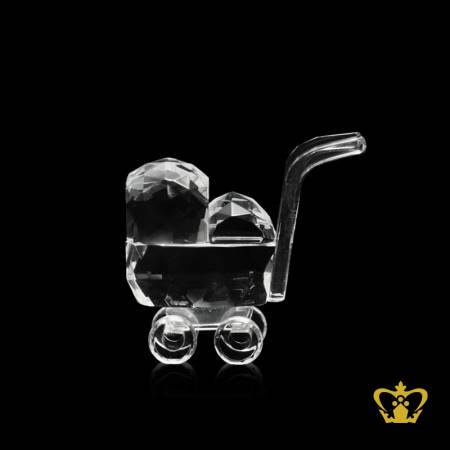 Manufactured-artistic-crystal-replica-of-a-trolley-for-a-baby-with-intricate-detailing