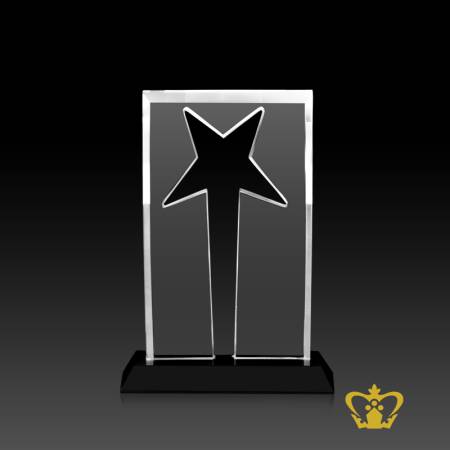 Customized-crystal-crescent-plaque-with-star-hollow-memento-logo-engrave-with-black-crystal-Base