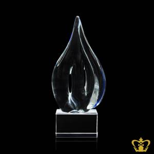 Crystal-flame-trophy-with-clear-base-customized-logo-text