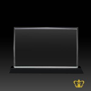 Handcrafted-rectangle-crystal-horizontal-plaque-with-black-base-customized-logo-text