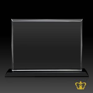 Handcrafted-rectangle-crystal-horizontal-plaque-with-black-base-customized-logo-text