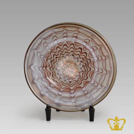 Elegant-decorative-crystal-centerplate-with-pattern-and-metal-display-stand