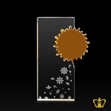 Handcrafted-crystal-flower-plaque-customize-text-logo-engraving