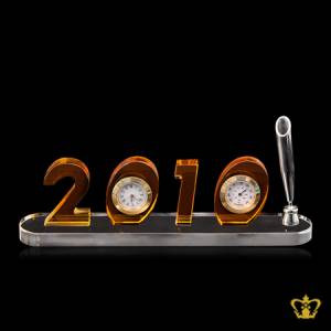 Personalized-Crystal-Pen-Holder-With-Year-and-Clock-For-Desk-Desktop-Customized-With-Your-Name-Designation-Logo