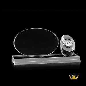 Manufactured-Artistic-Crystal-Oval-Clock-Trophy-Customized-Text-Engraving