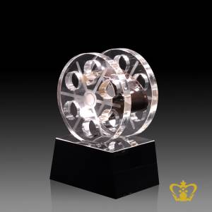 Crystal-film-reel-trophy-stands-on-black-crystal-base-customize-text-engraving
