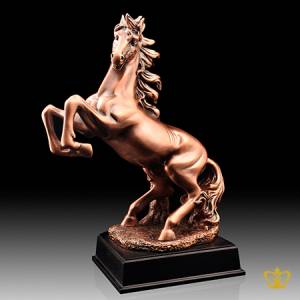 Metal-Brown-Horse-Trophy-With-Wooden-Base