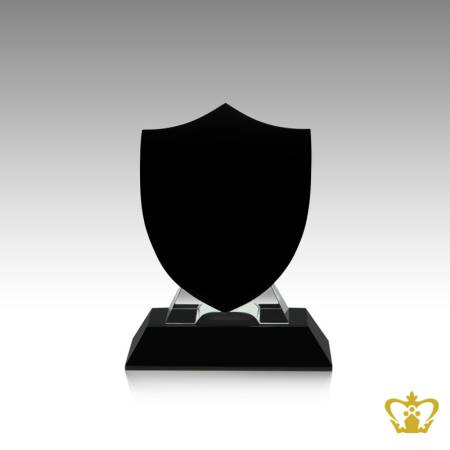 Black-colored-crystal-Shield-award-trophy-momento-with-base-Customized-Logo-Text