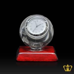 Manufactured-Artistic-Crystal-Rotating-Globe-Clock-with-Base