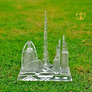 Dubai-Skyline-Famous-Landmarks-Crystal-Replica-Gift-Tourist-Souvenir-5-X-6X-2-5-Inch-Customized-Logo-Text-