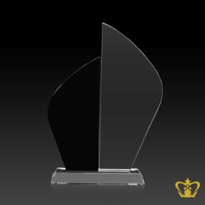 Handcrafted-Twin-Sail-Trophy-Black-and-Clear-Crystal-Base-Customized-Logo-Text-