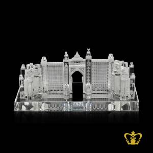 Crystal-Replica-of-Atlantis-Hotel-with-clear-base-custom-text-a-world-Famous-Landmark-Gift-Tourist-Souvenir-
