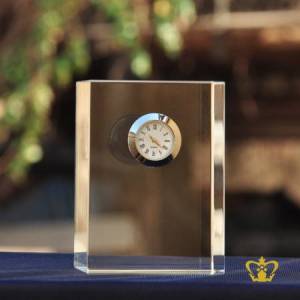 Personalized-crystal-block-with-clock-for-desktop-customized-with-your-name-designation-logo