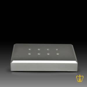 Silver-led-light-base-for-crystal-cube-with-AAA-batteries
