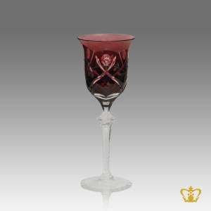 Crystal-amethyst-wine-goblet-with-floral-pattern-hand-engraved-and-elegantly-carved-stem-