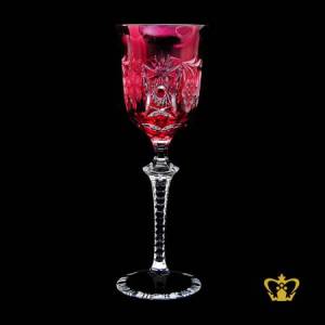 Elegant-red-wine-crystal-goblet-with-intense-star-cuts-and-grapevine-hand-carved-stylish-clear-stem