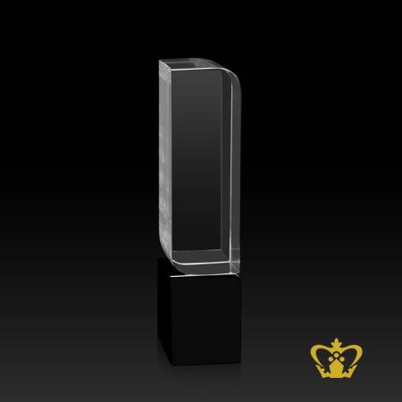 Personalized-crystal-Slant-block-trophy-with-black-base-customized-text-logo-engraving