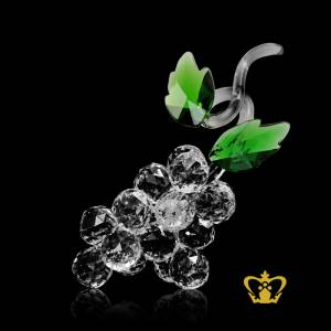 Artistry-crystal-replica-of-a-grapes-with-intricate-detailing-embellish-with-leaves