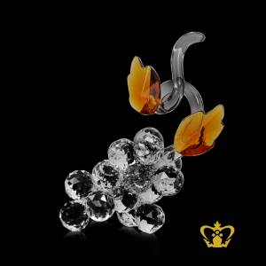 Artistry-crystal-replica-of-a-grapes-with-intricate-detailing-embellish-with-leaves