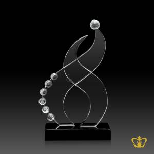 Team-leader-trophy-wave-crystal-cutout-with-black-base-customized-logo-text