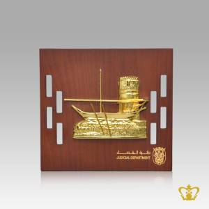 Personalized-Wooden-Frame-fuse-with-Golden-Metal-Ship-Custom-Text-Logo-UAE-Traditional-Plaque