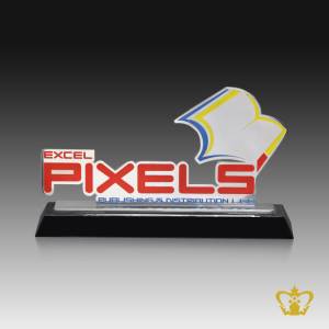 Metal-logo-cutout-trophy-with-crystal-black-base-customized-logo-text