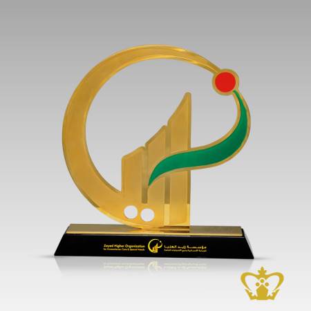 Metal-logo-cutout-trophy-with-crystal-black-base-customized-logo-text