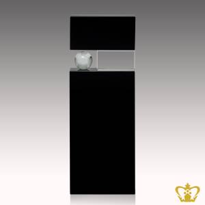 Self-standing-handcrafted-optic-black-and-clear-crystal-cyber-trophy-with-globe-customize-text-logo-engraving