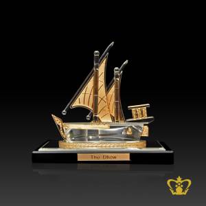 Crystal-dhow-replica-with-metal-coated-