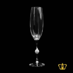 Crystal-champagne-flute-glass-unique-shape-design-with-silver-metal-stand-swarovski-stone-on-stem