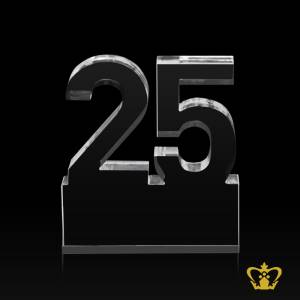 Number-25-crystal-cutout-twenty-five-years-appreciation-service-award-trophy-with-clear-base-customized-logo-text