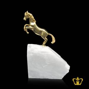 HHC-BRASS-HORSE-REPLICA-15CM-W-WHITE-STONE-BASE