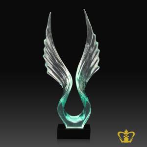 HHC-RESIN-EAGLE-WINGS-42CM-GREEN-W-BLACK-BASE