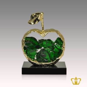 HHC-METAL-APPLE-FIGURINE-WITH-GREEN-STONE-17-5CM