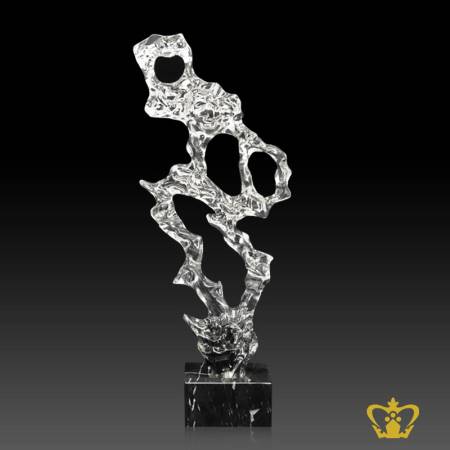 Personalized-resin-ice-rock-trophy-with-black-marble-base-customized-text-engraving-logo
