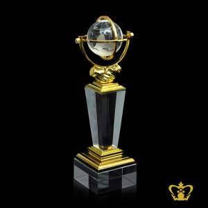 PMC-METAL-SHAKE-HAND-TROPHYW-GLOBE-11IN-GOLDEN