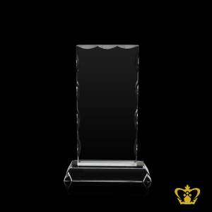 Rectangle-vertical-crystal-plaque-facet-cuts-on-edges-with-clear-base