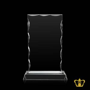 Rectangle-vertical-crystal-plaque-facet-cuts-on-edges-with-clear-base