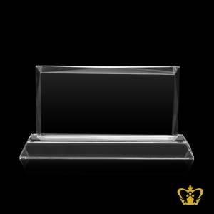 Handcrafted-rectangle-crystal-horizontal-plaque-with-clear-base-customized-logo-text