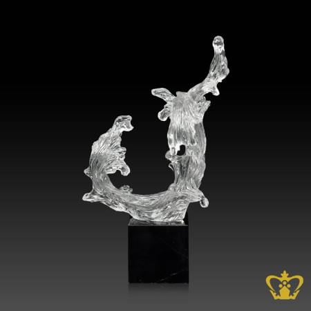 HHC-ICE-FLOWER-CLEAR-14-5IN-W-BLACK-MARBLE-BASE