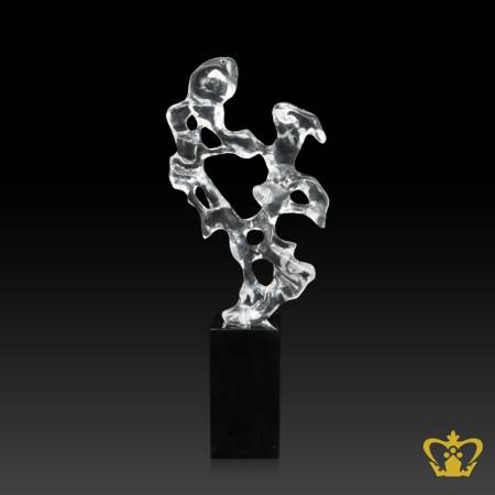 HHC-RESIN-ICE-ROCK-FIGURE-SHAPE-CLEAR-17-5IN-W-BLACK-MARBLE-BASE